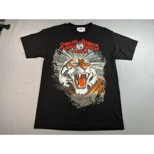 Ringling Bros Circus Tiger Graphic Tee Mens Medium Black Roaring souvenir Shirt